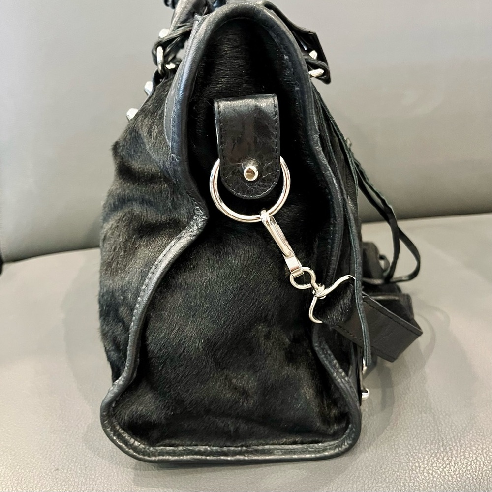 Like New! BALENCIAGA Ultra Rare City Bag Black Pony Hair Silver Classic Hardware - Picture 7 of 14
